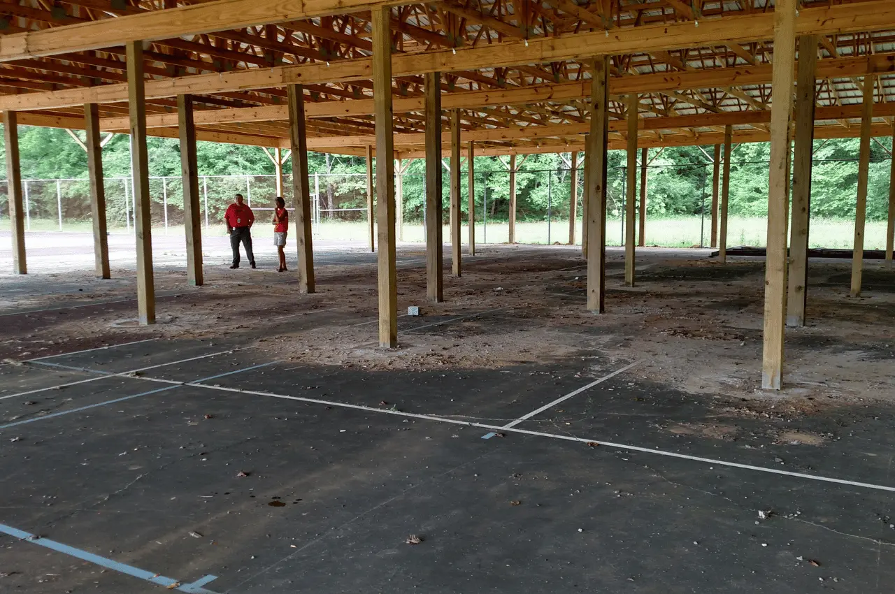 Tennis Court converted to little league batting cages